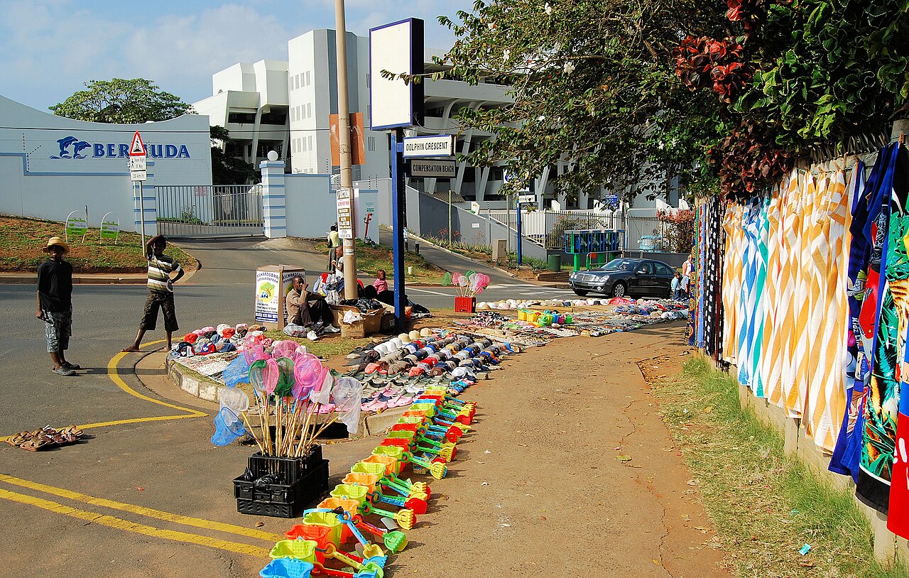 Roadside vendors along a street in Ballito