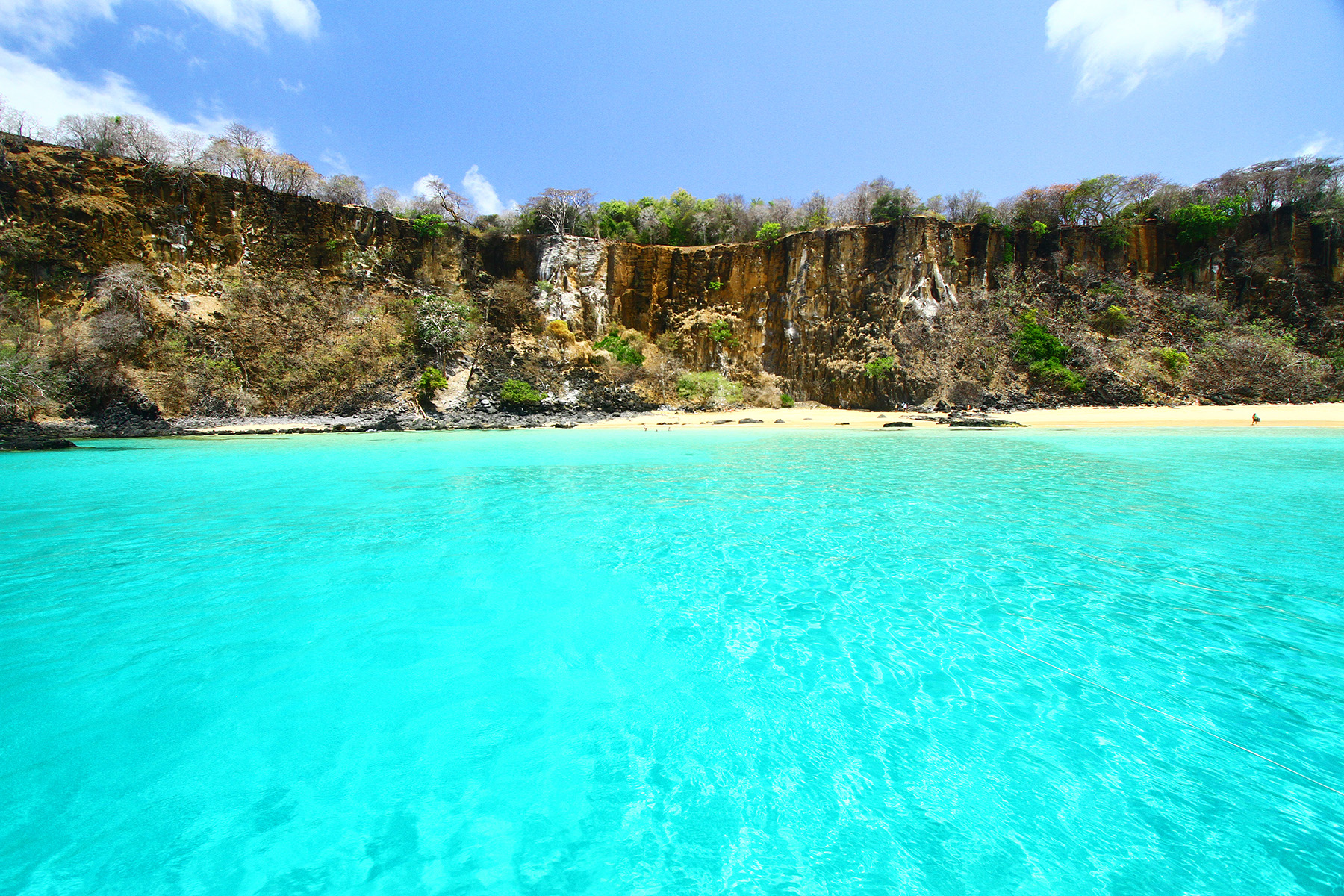 Baía do Sancho beach, Fernando de Noronha, Brazil, seen from above the cliff access point