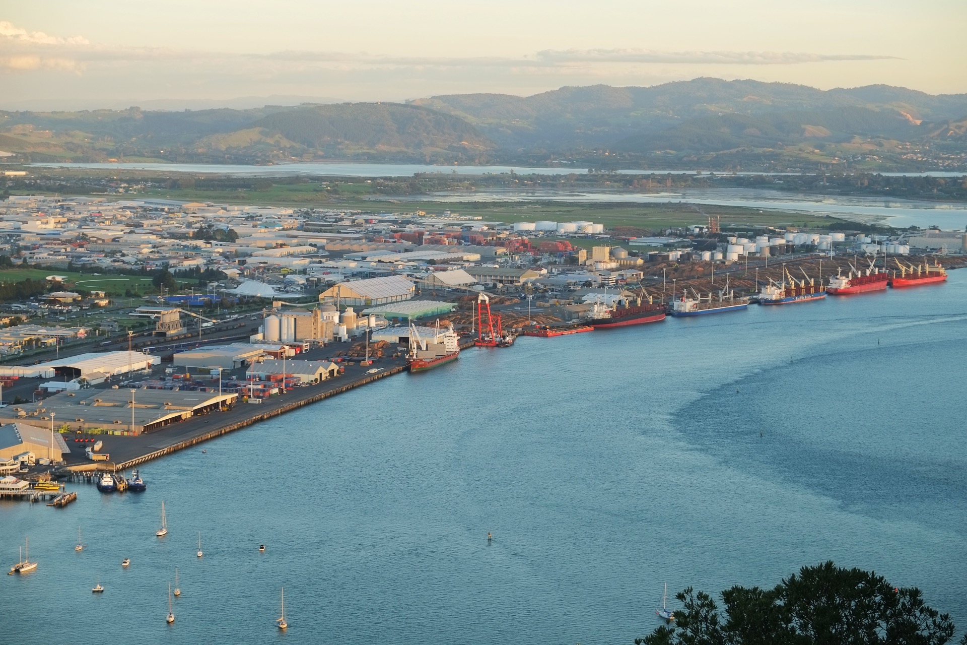 Port of Tauranga at sunset, New Zealand
