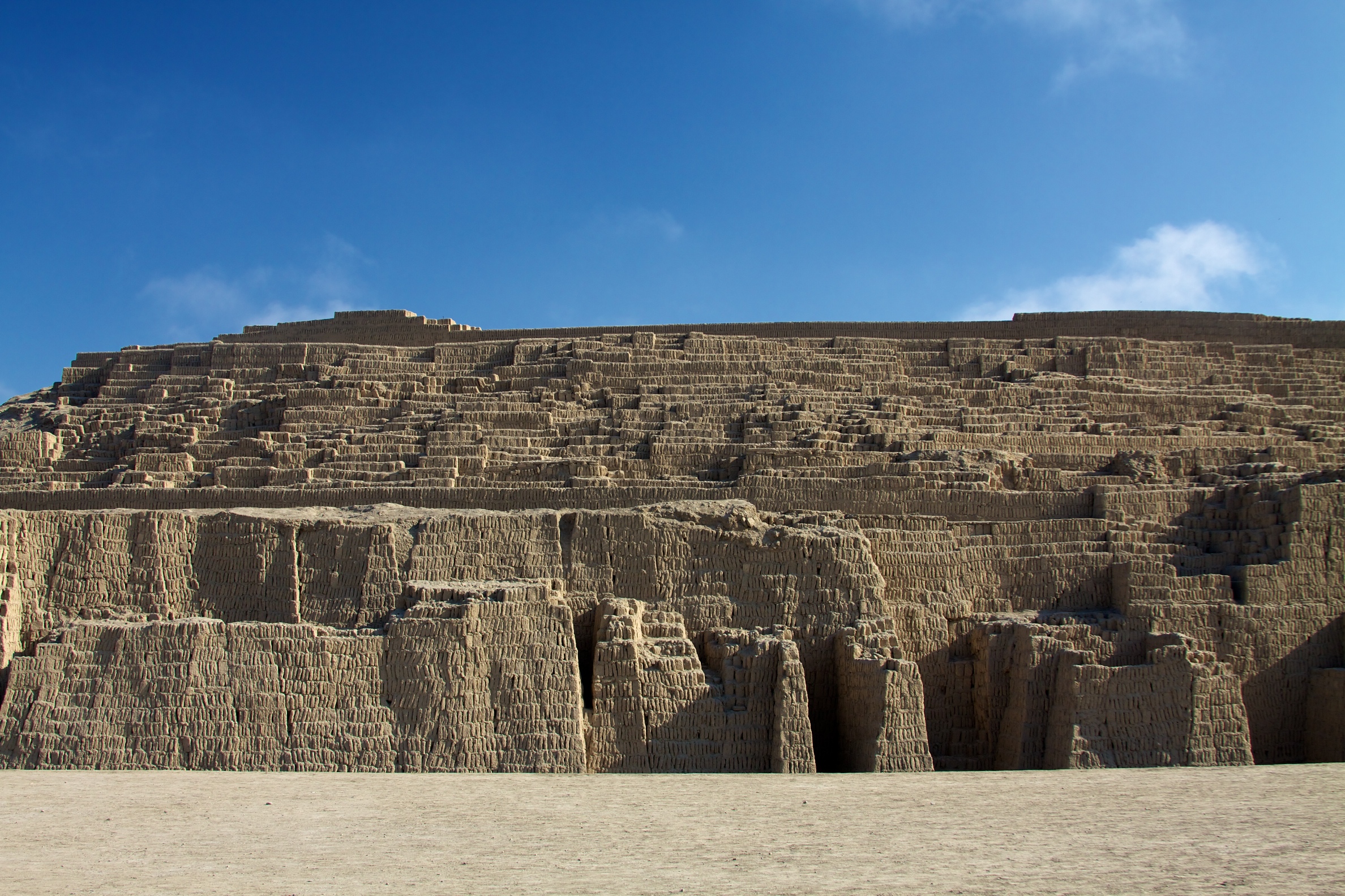 Huaca Pucllana, a pre-Inca adobe pyramid in the Miraflores district of Lima