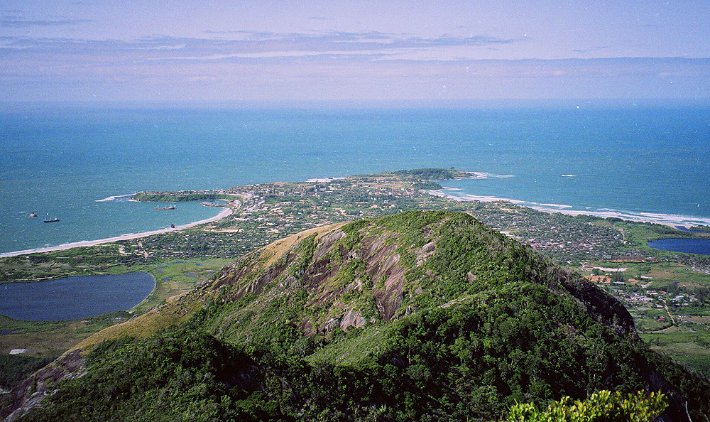 Elevated view over Tôlanaro (Fort Dauphin) from high ground near town, Madagascar