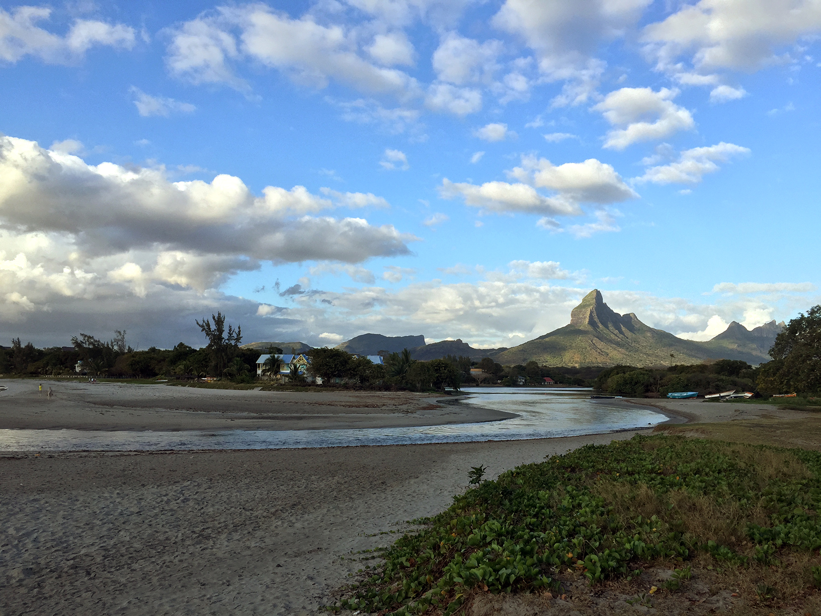 View of Tamarin village and bay on Mauritius's west coast