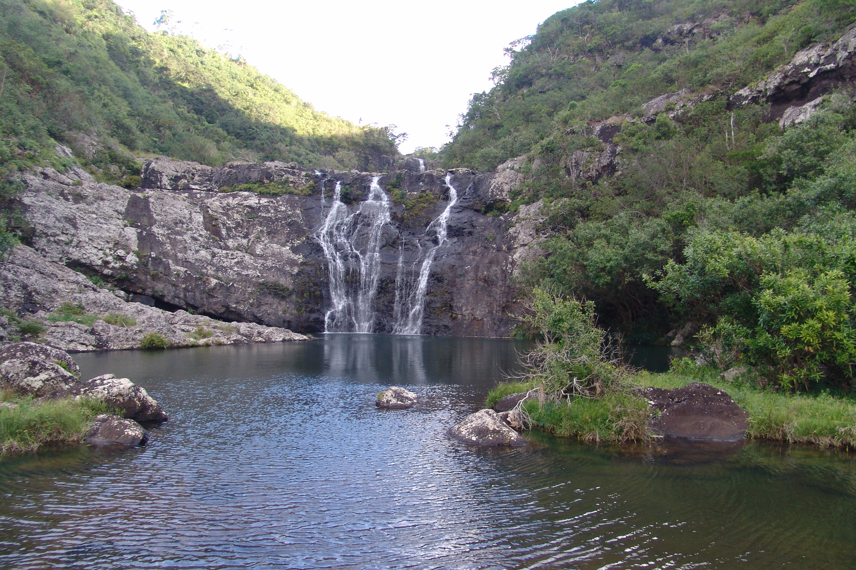 One of the cascades of Tamarind Falls on the Rivière Tamarin, central Mauritius