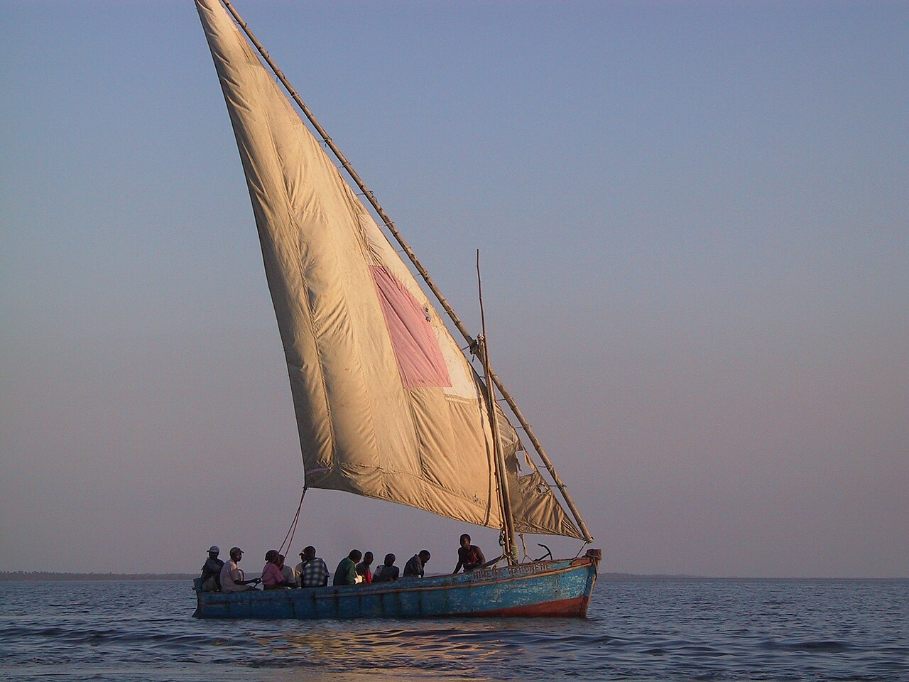 Traditional dhow sailing near Inhambane, Mozambique