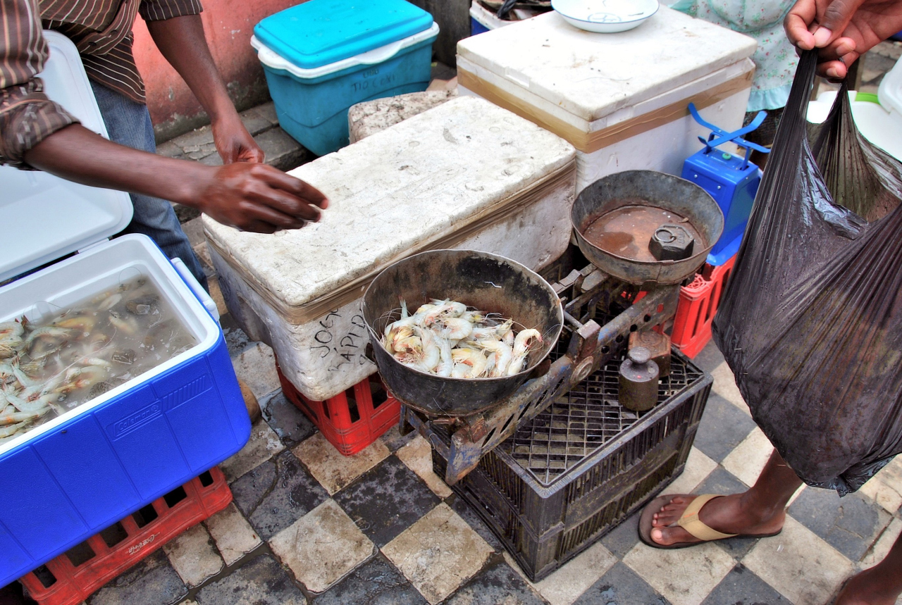 Fresh prawns at a market in Xai-Xai, Mozambique