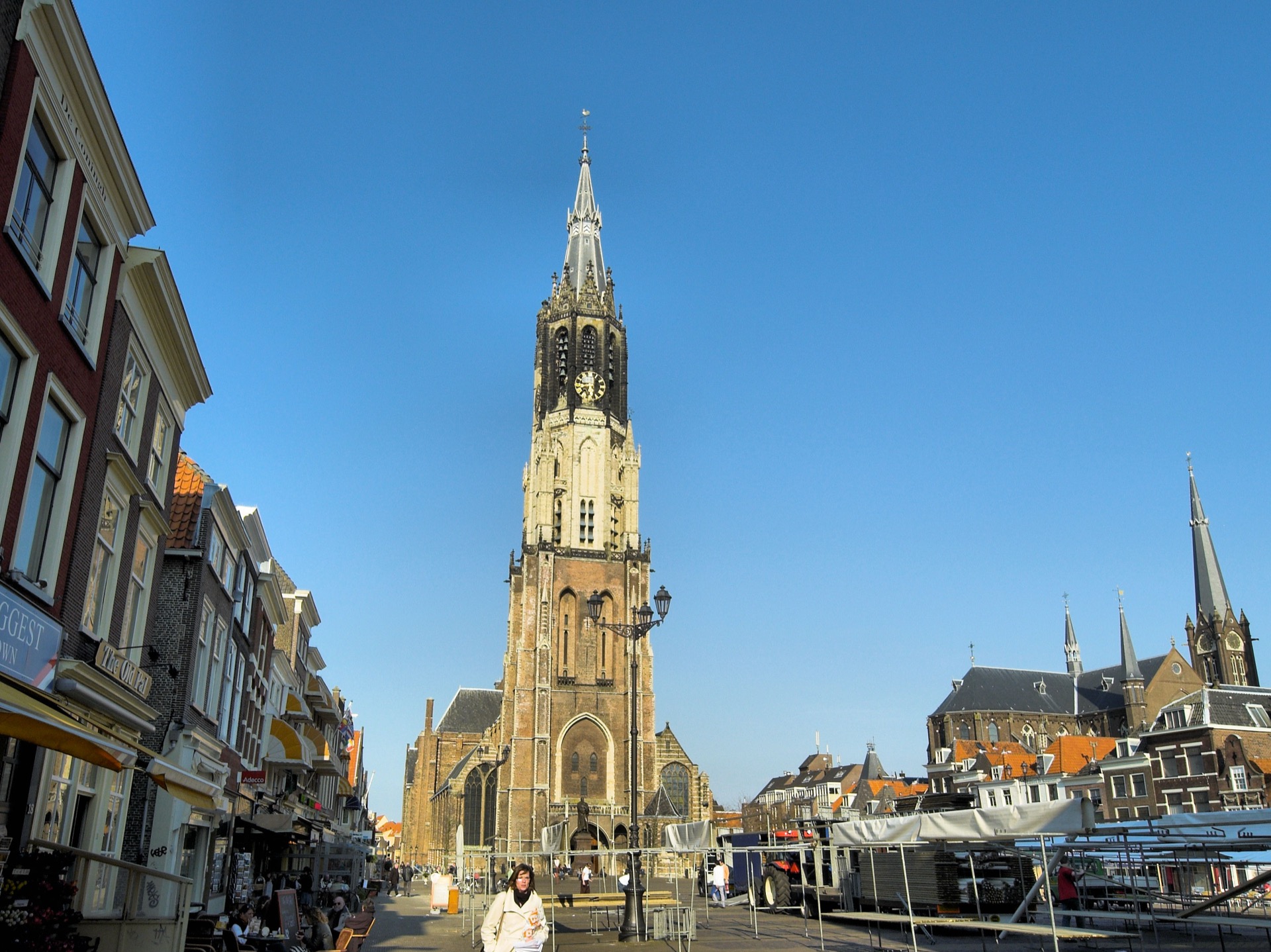 Delft market square with Nieuwe Kerk, Netherlands