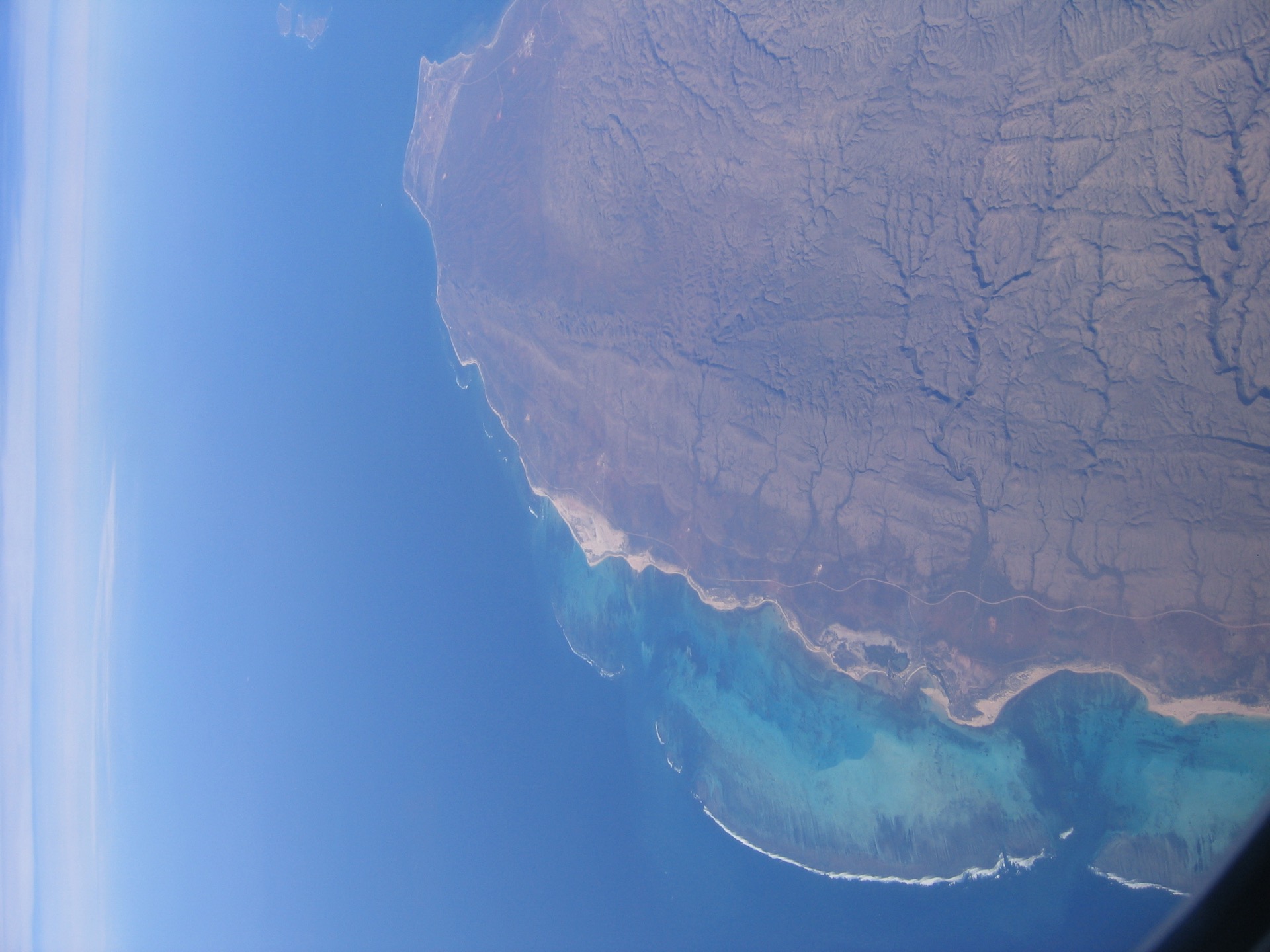 Cape Range National Park and Ningaloo Reef from the air, Western Australia, Australia