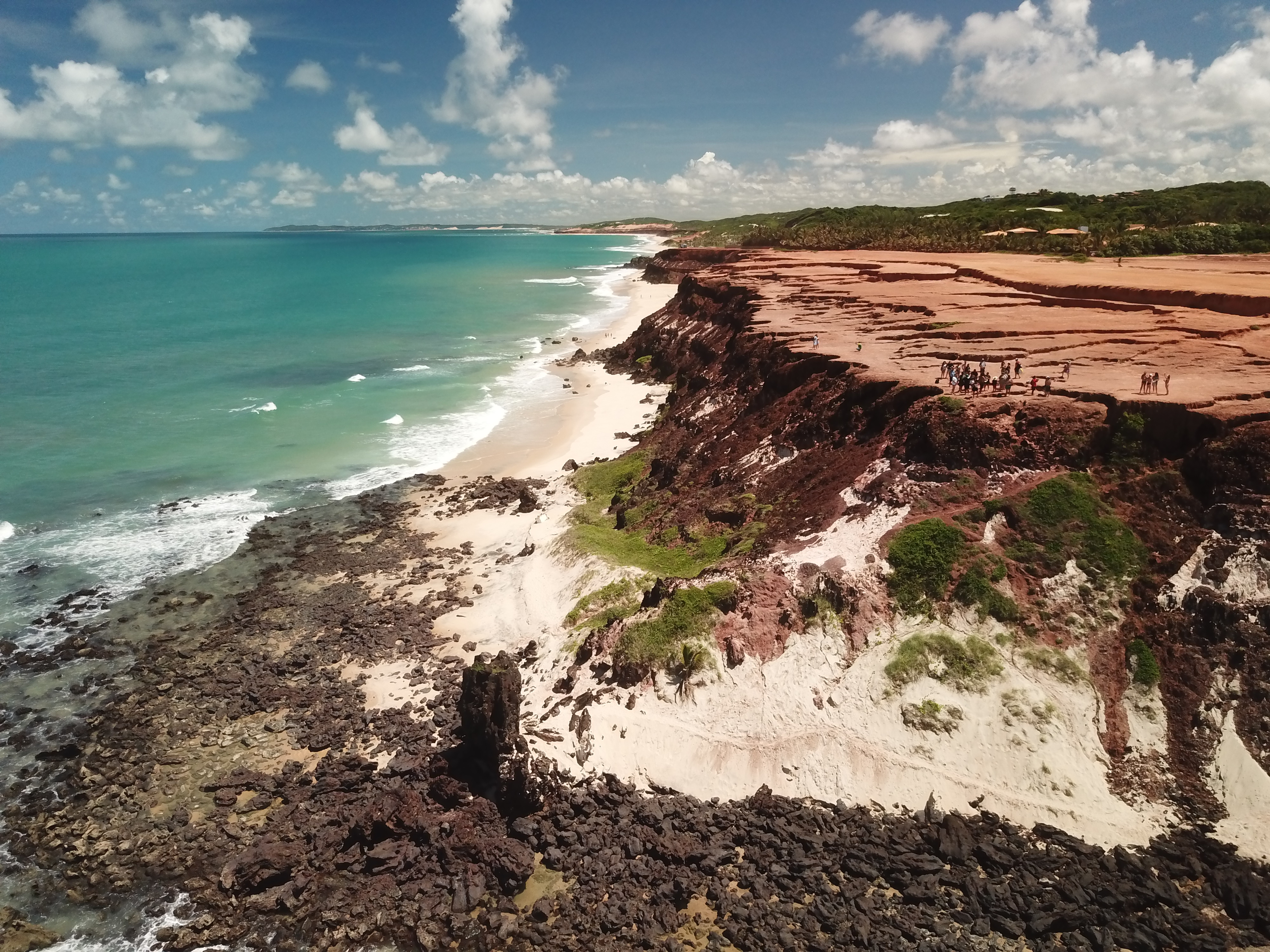 Aerial view of the Chapadão cliffs above Praia do Amor, Pipa, Brazil