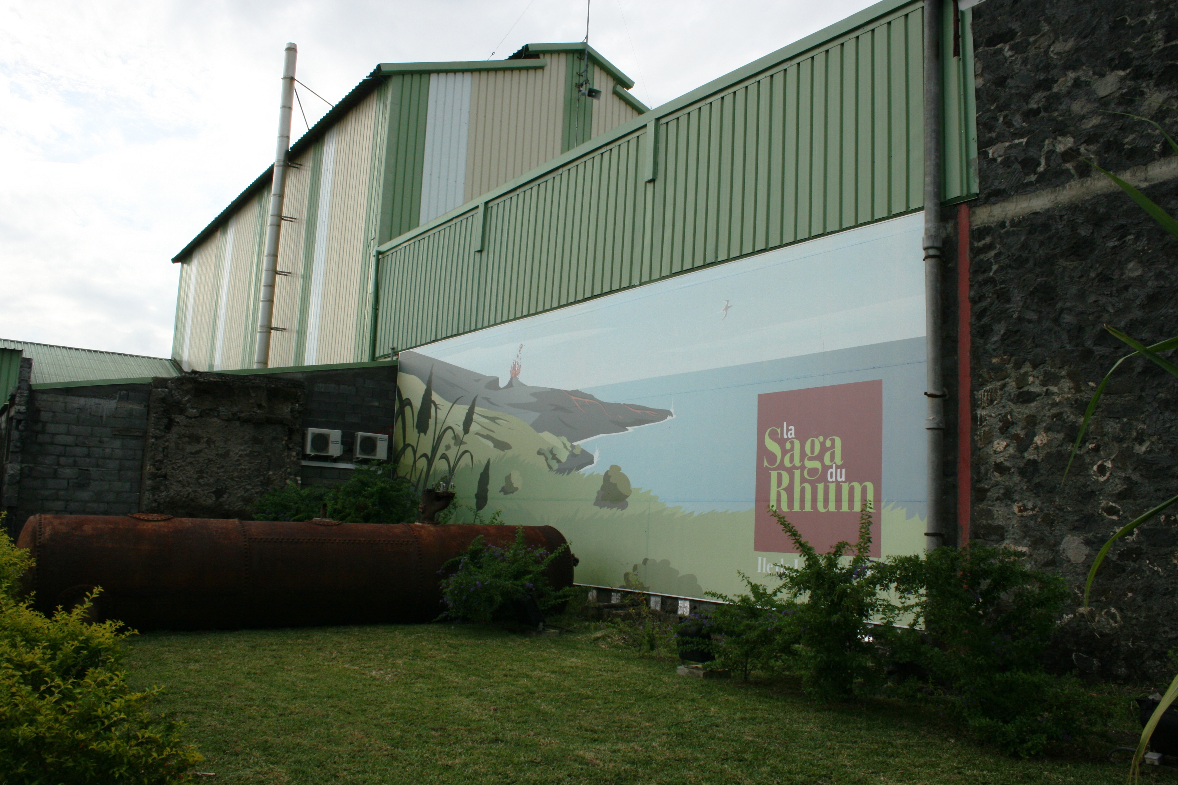 The exterior of La Saga du Rhum, a rum and sugarcane heritage museum in Saint-Pierre, Réunion