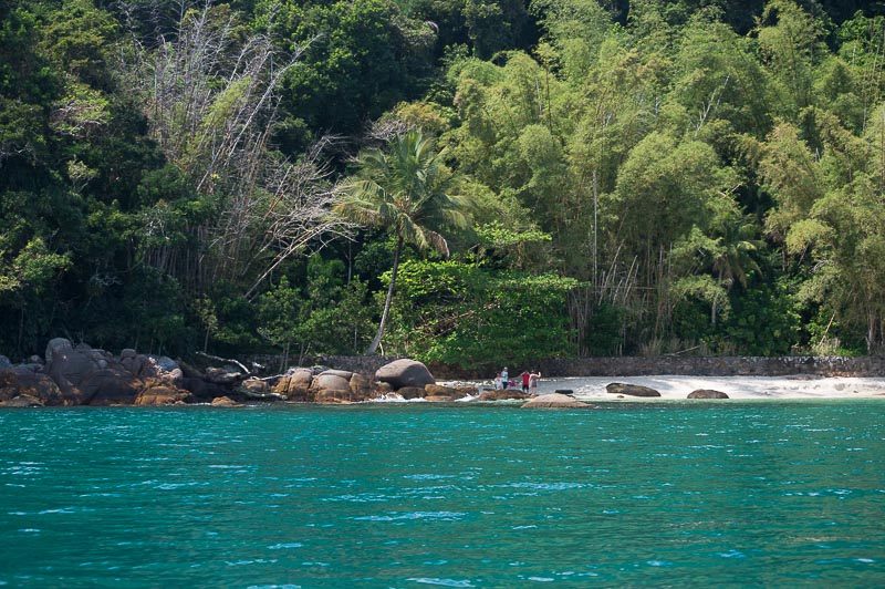 Clear turquoise water at Ilha das Couves, a boat-trip island off Ubatuba