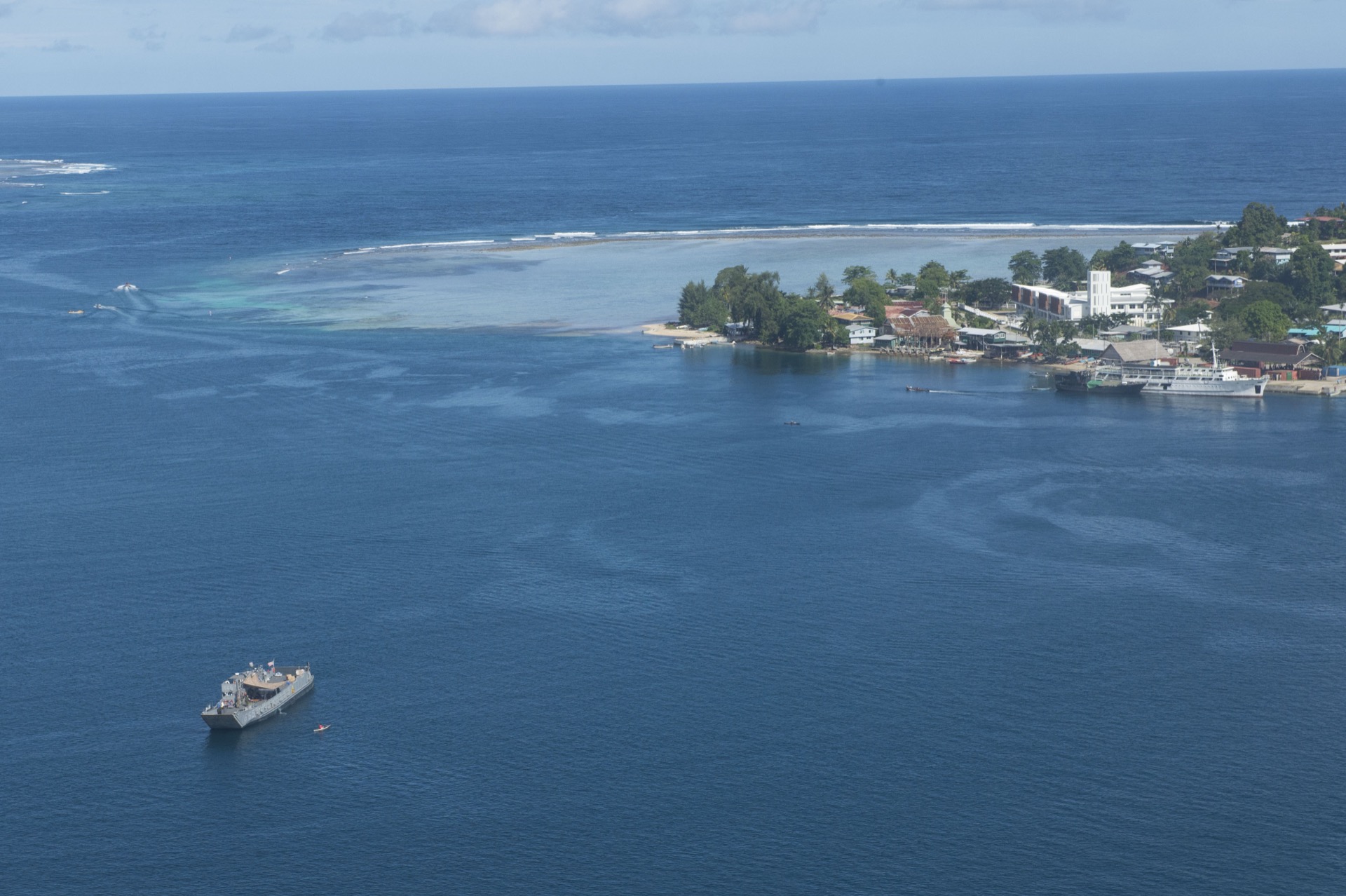 Aerial view of the coast of Gizo, Solomon Islands