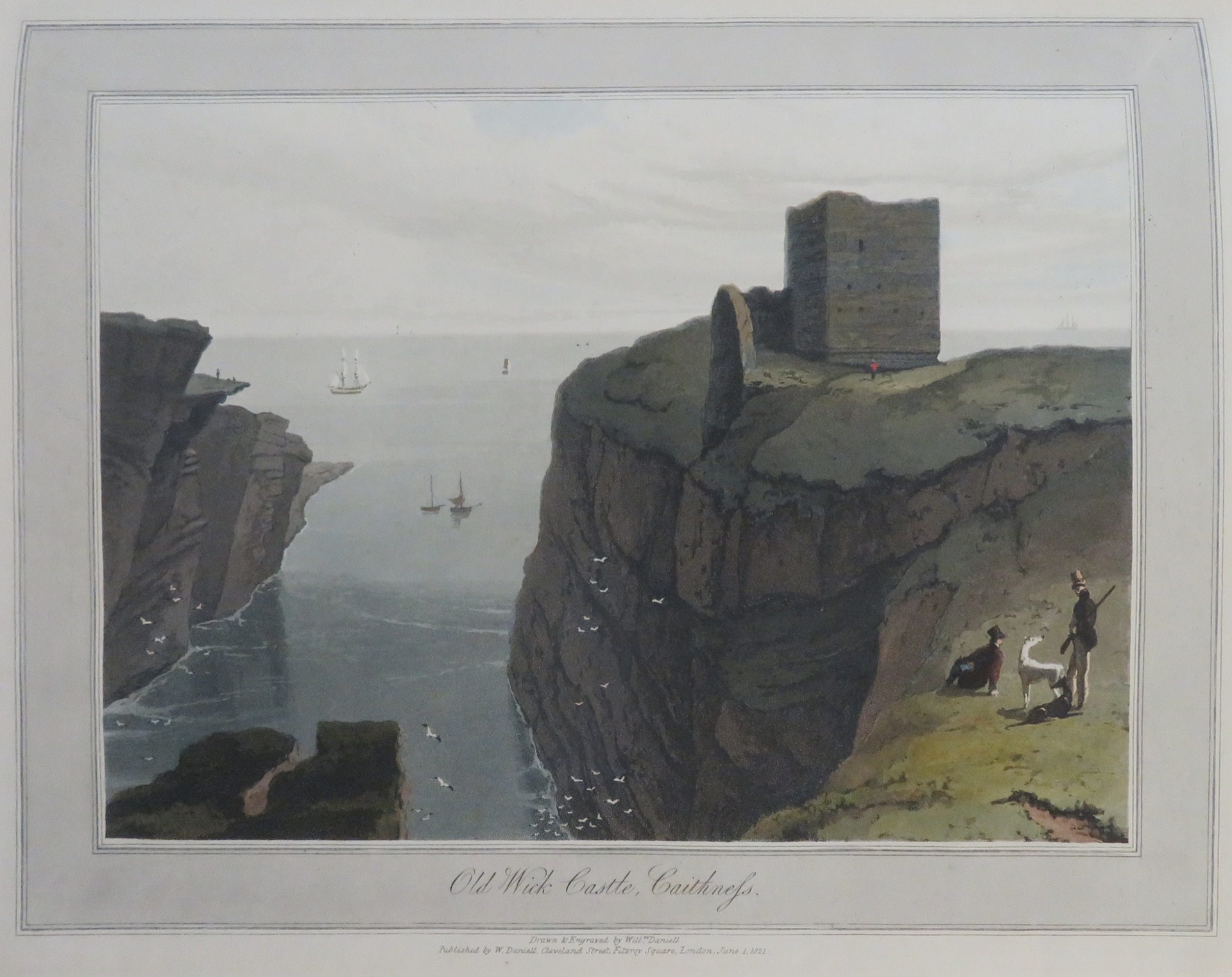 Old Wick Castle, 1821 engraving by William Daniell