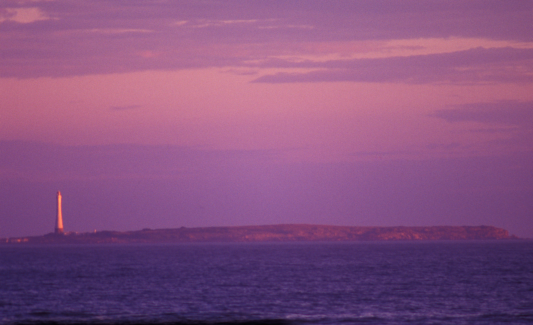 Isla de Lobos seen from Punta del Este at dusk, Uruguay