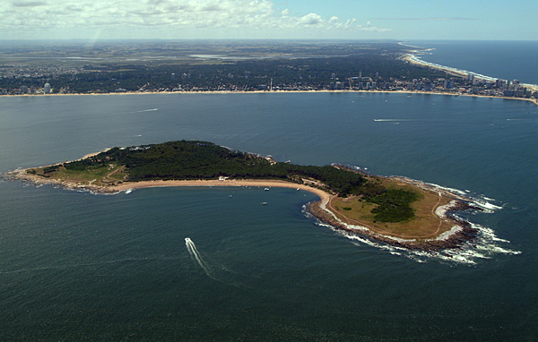 Aerial view of Isla Gorriti near Punta del Este, Uruguay