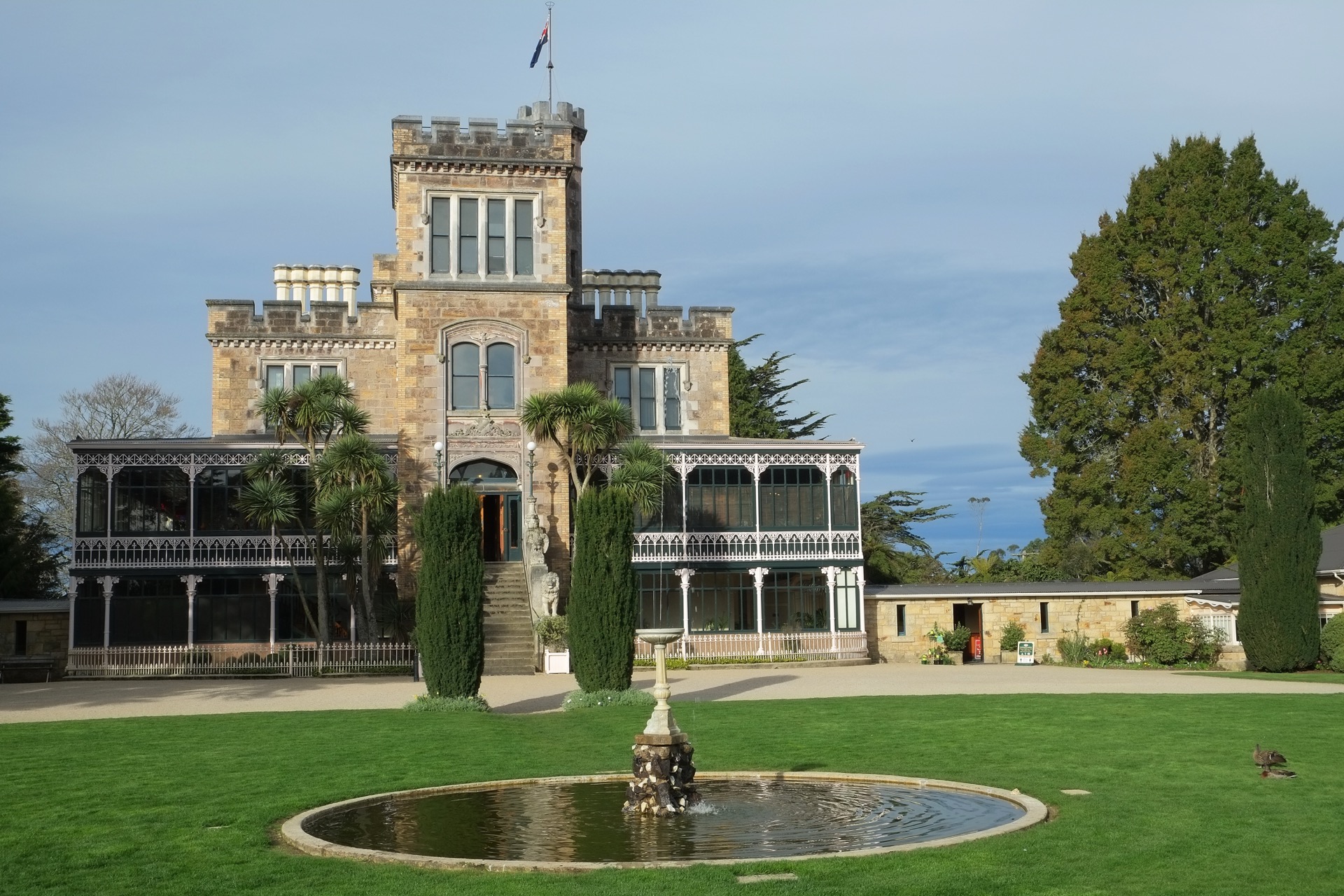 Larnach Castle and fountain, Otago Peninsula, New Zealand