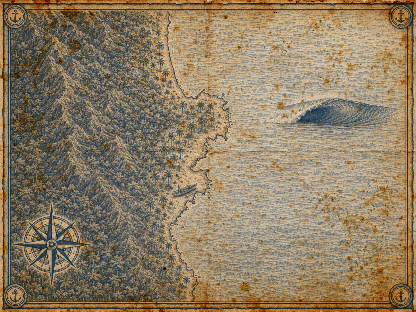 Illustrated navy-and-parchment map of Baler, Aurora province, in the style of an antique nautical chart.