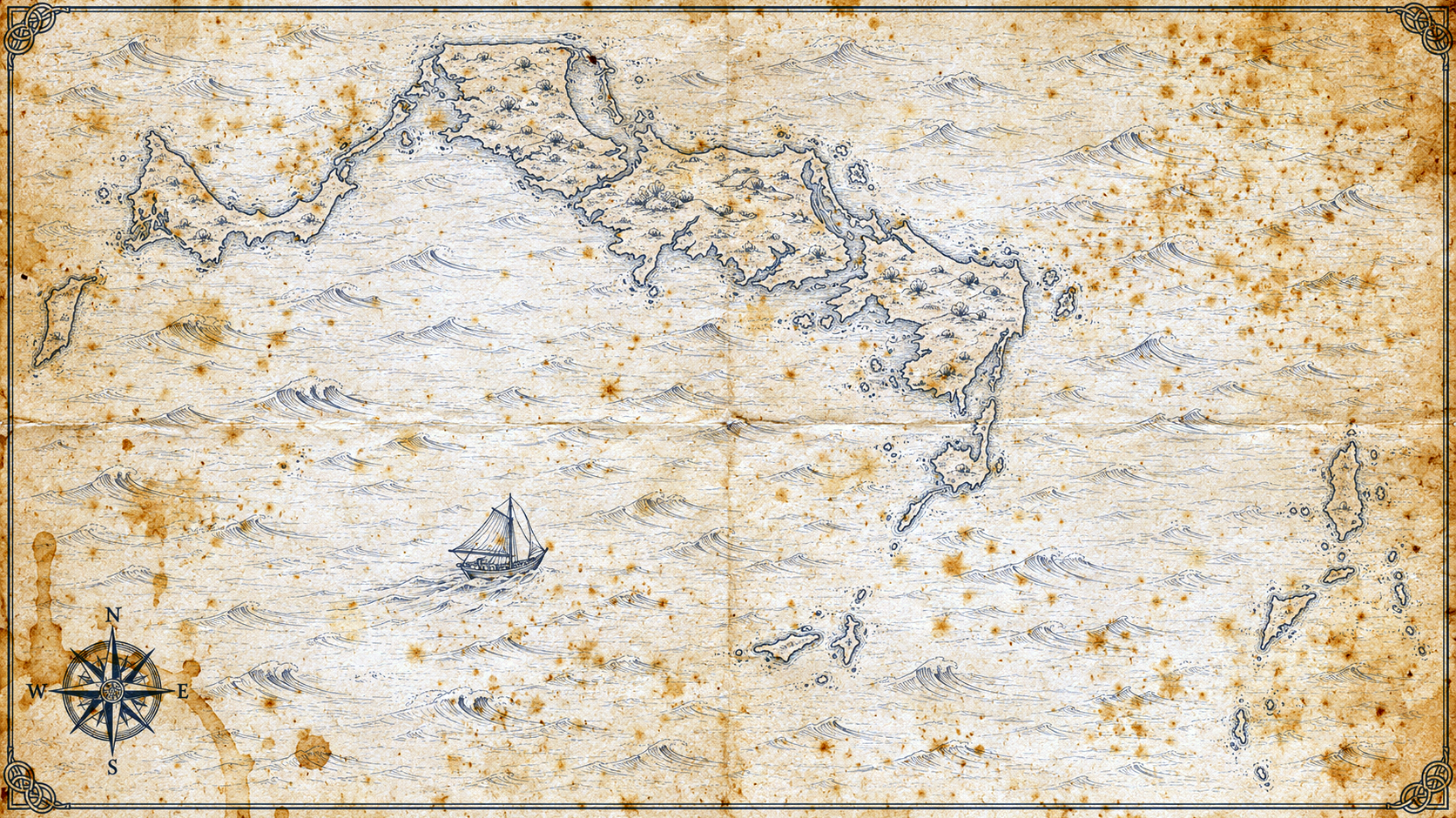 Illustrated slate-ink map of Turks and Caicos, in the style of an antique nautical chart.