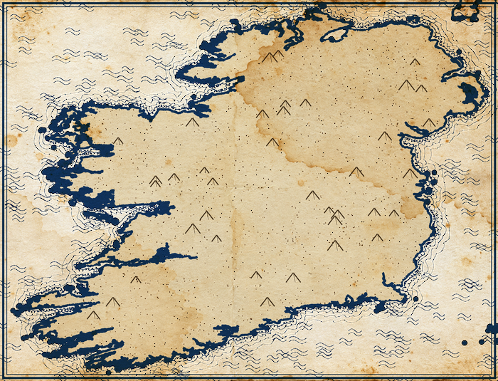 Outline of Ireland: Dublin on the east coast and Dingle in the south-west