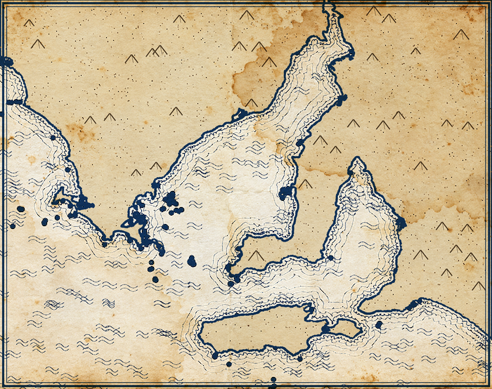 Outline of South Australia: Adelaide on Gulf St Vincent and Port Lincoln on the Eyre Peninsula across Spencer Gulf