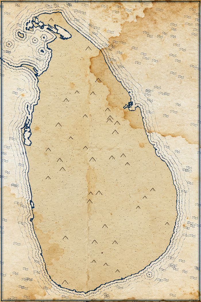Outline of Sri Lanka: Colombo airport on the west coast and the south coast beaches