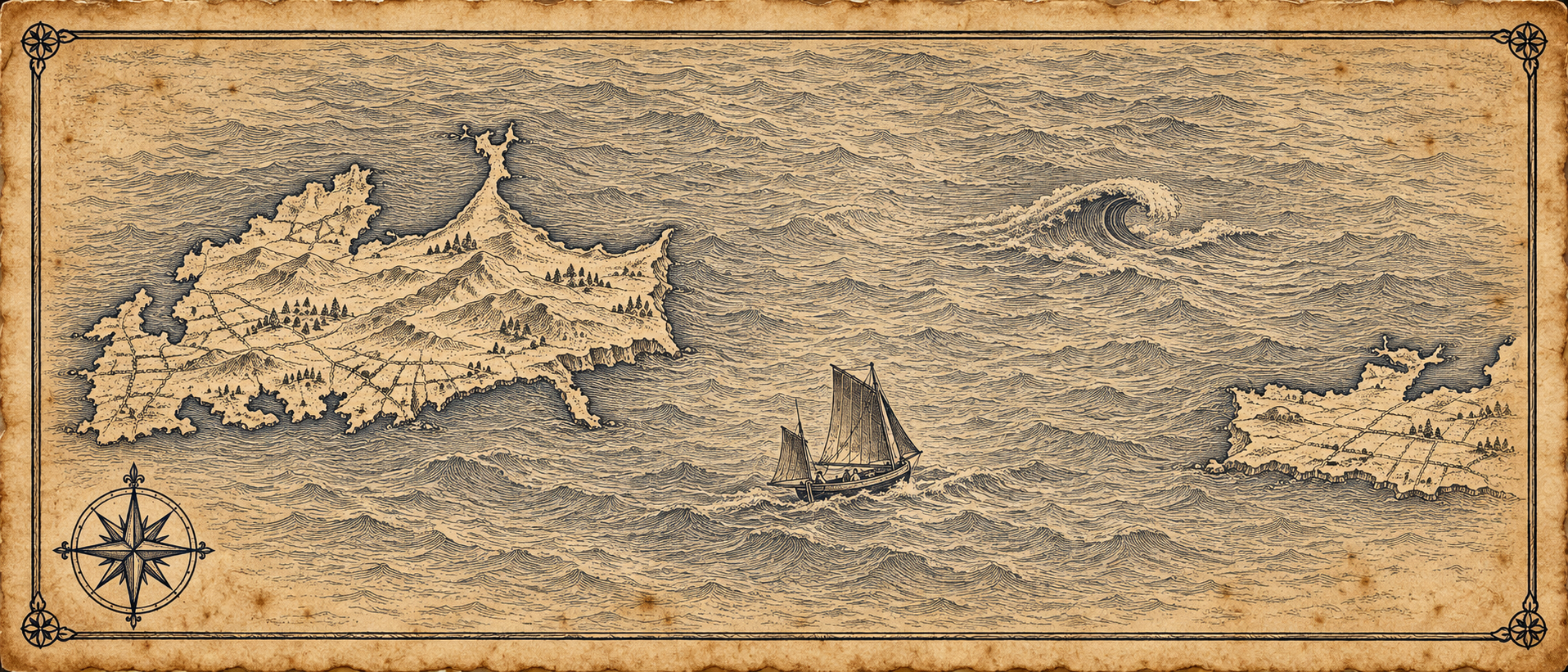 Illustrated ink-on-parchment map of the Dingle Peninsula and the Waterford coast, in the style of an antique nautical chart.