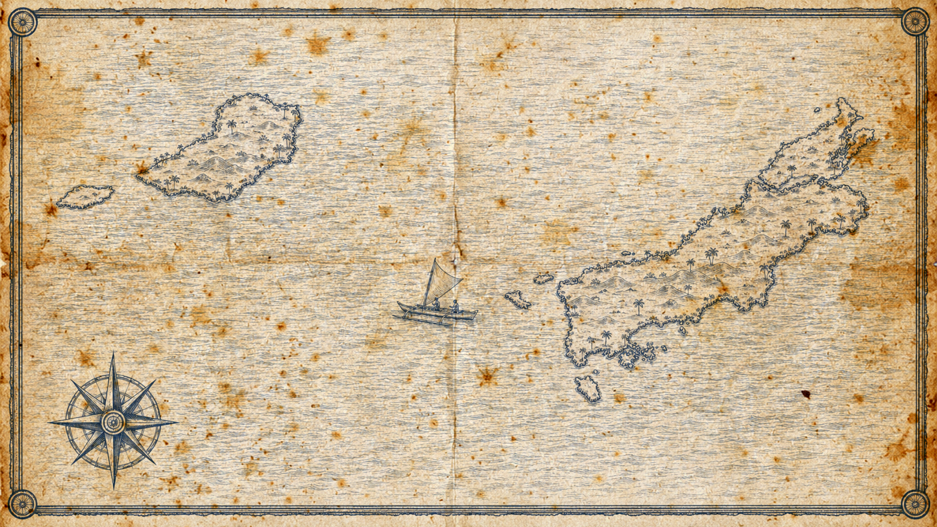 Illustrated navy-and-parchment map of Rote and the Savu Sea islands, in the style of an antique nautical chart.