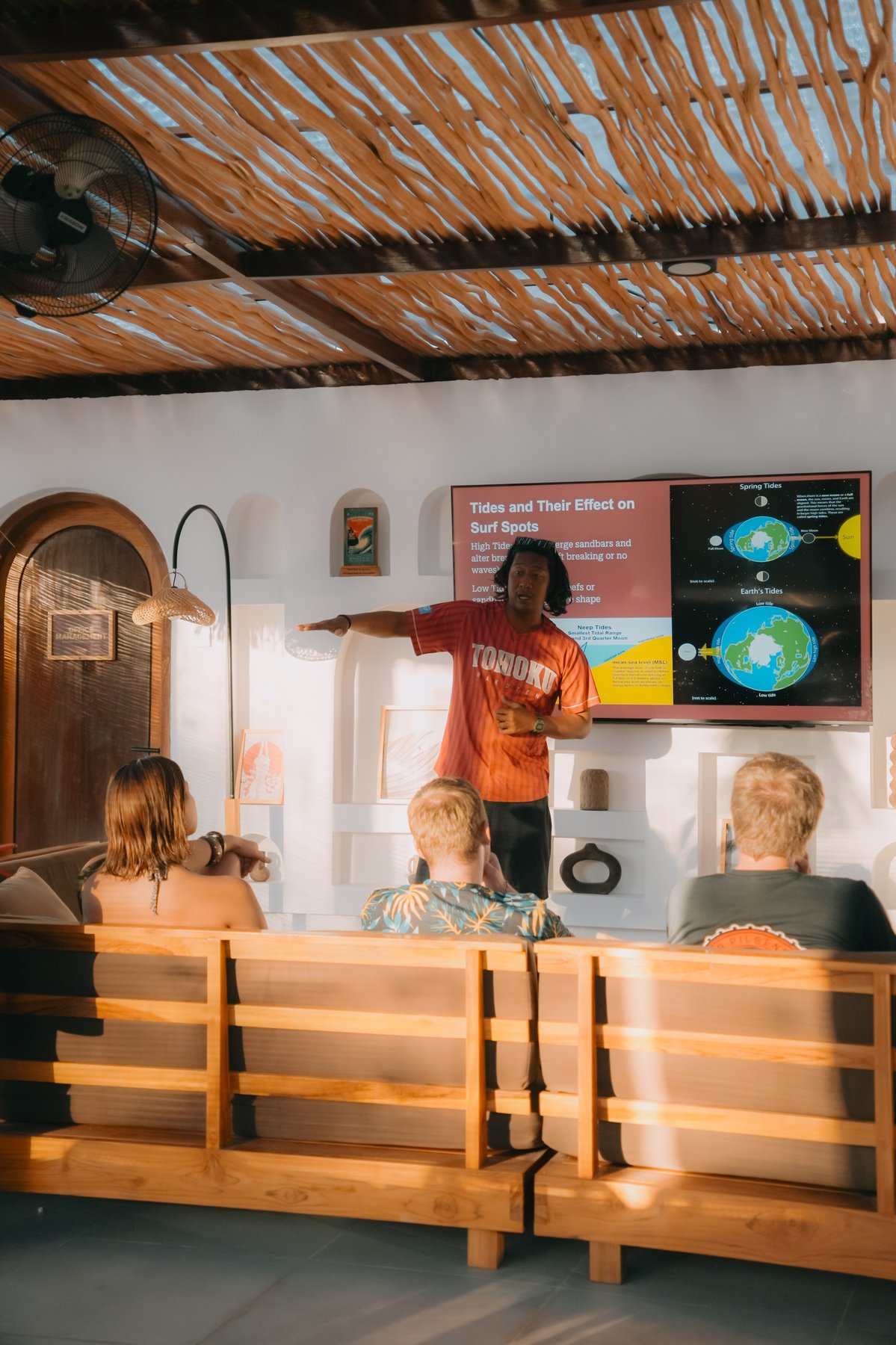 Surf theory coaching session at CARI Surf Camp