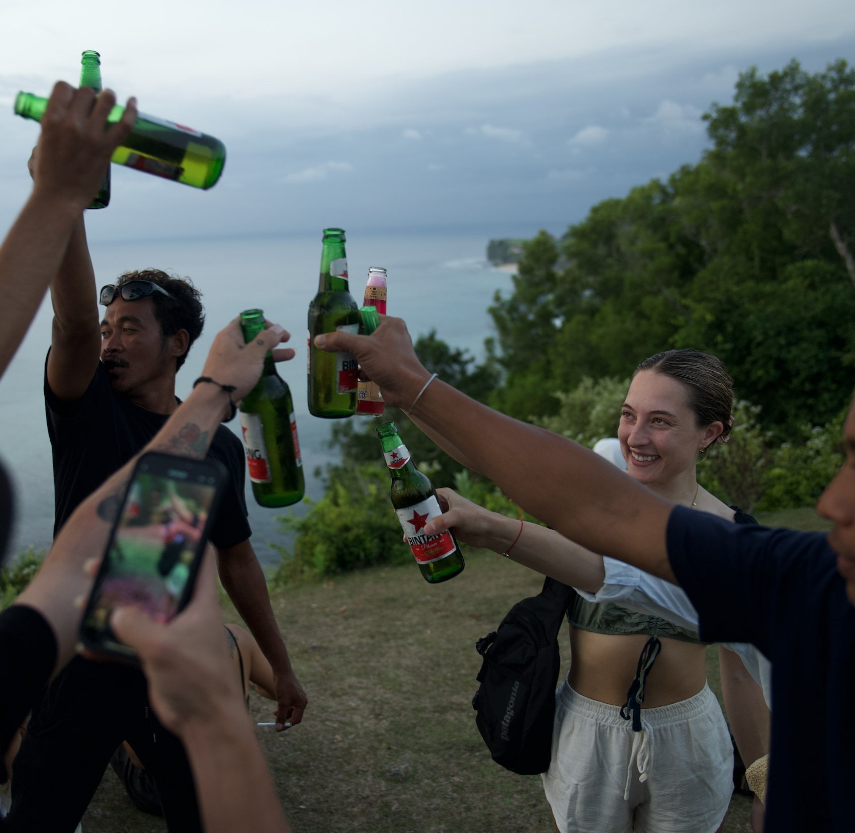 Sunset toast with the CARI Surf Camp crew