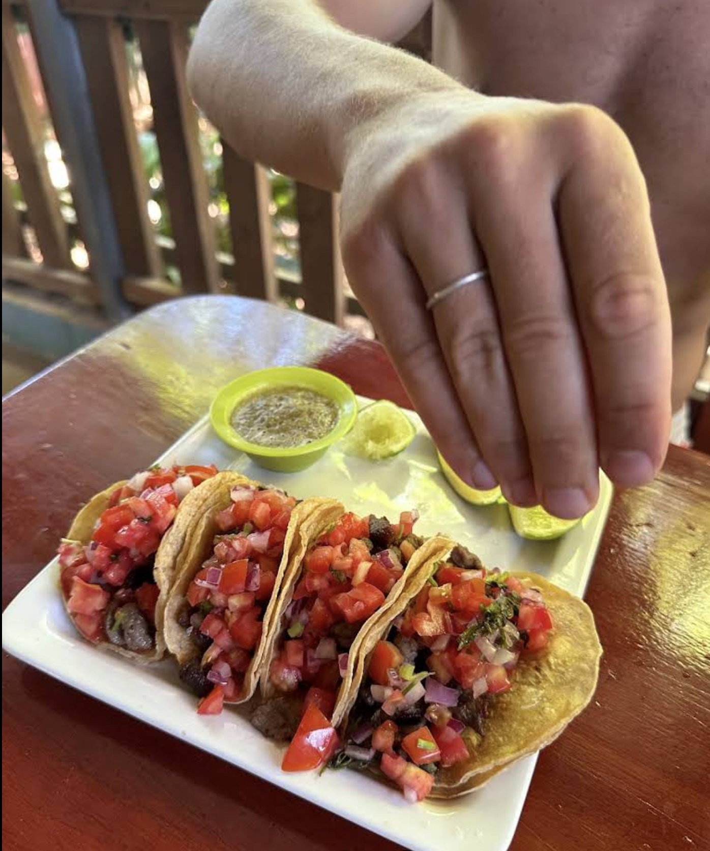 Tacos with pico de gallo at La Cocina de Lili, Punta Mango