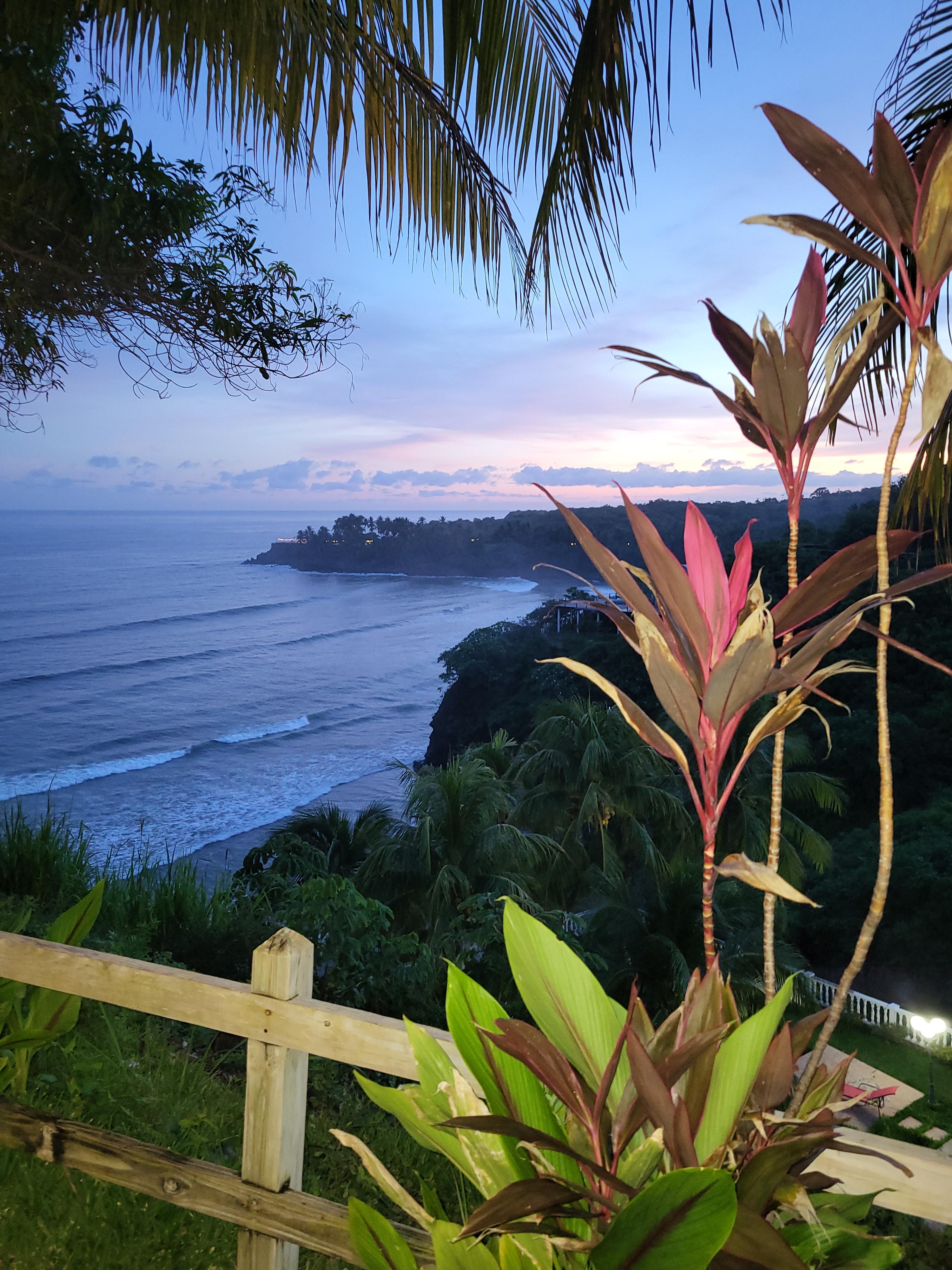 Ocean view from the Mango Surf y Sol property at dusk